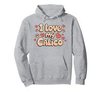 Amo il mio Calico Cat Hearts and Cat Paws Cat Mamma Cat Dad Felpa con Cappuccio