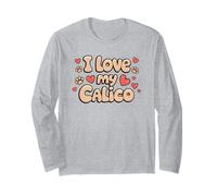 Amo il mio Calico Cat Hearts and Cat Paws Cat Mamma Cat Dad Maglia a Manica