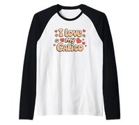 Amo il mio Calico Cat Hearts and Cat Paws Cat Mamma Cat Dad Maglia con Maniche Raglan