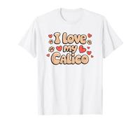 Amo il mio Calico Cat Hearts and Cat Paws Cat Mamma Cat Dad Maglietta
