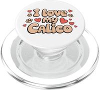 Amo il mio Calico Cat Hearts and Cat Paws Cat Mamma Cat Dad PopSockets PopGrip per MagSafe