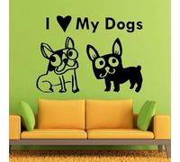 Amo il mio cane Adesivo da parete Negozio di animali Decorazione d'interni Adesivo da parete in vinile Motivo carino Murale 42x57 cm