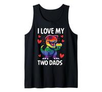 Amo Il Mio Due papà Gay Dino T-Rex Orgoglio Arcobaleno Queer LGBTQ Canotta