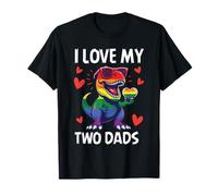 Amo Il Mio Due papà Gay Dino T-Rex Orgoglio Arcobaleno Queer LGBTQ Maglietta