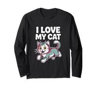Amo il mio gatto, adorabile grafica con gattino Maglia a Manica