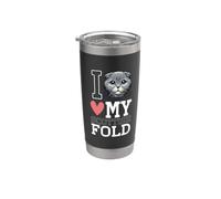 Amo il mio gatto scozzese dalle orecchie piegate Bicchiere termico in acciaio inox doppia parete