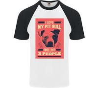 Amo Il Mio Pitbull E 3 Persone Maglietta Da Baseball S/S Divertente Per Uomini