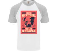 Amo Il Mio Pitbull E 3 Persone Maglietta Da Baseball S/S Divertente Per Uomini