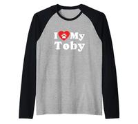 Amo Il Mio Proprietario di Toby Dog Amante dei Cani Maglia con Maniche Raglan