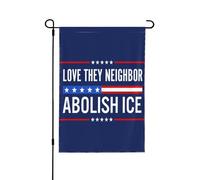 Amo il mio prossimo, abolisco il ghiaccio, bandiere di protesta, bandiere da giardino bifacciali 12x18 per esterni.