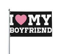 Amo il mio ragazzo, ho il cuore del mio fidanzato, San Valentino, compleanno, bandiera 3x5, arazzo per esterni, cartello da giardino, divertente casa, cortile, bandiera con 2 occhielli.