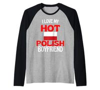 Amo Il Mio Ragazzo Polacco Caldo Divertente Polonia Maglia con Maniche Raglan