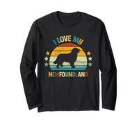 Amo Il Mio Terranova - Amante dei Cani retrò Newf Maglia a Manica