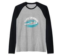 Amo il nuoto, espressione della passione acquatica Maglia con Maniche Raglan