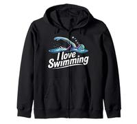 Amo il nuoto, lo spirito vibrante degli sport acquatici Felpa con Cappuccio