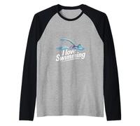 Amo il nuoto, lo spirito vibrante degli sport acquatici Maglia con Maniche Raglan