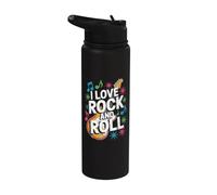 Amo il Rock And Roll Bold Guitar Vibe Stainless Steel Insulated Water Bottle
