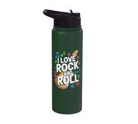 Amo il Rock And Roll Bold Guitar Vibe Stainless Steel Insulated Water Bottle