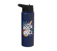 Amo il Rock And Roll Bold Guitar Vibe Stainless Steel Insulated Water Bottle