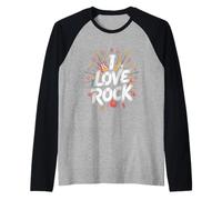 Amo il rock Bold Guitar Music Explosion Maglia con Maniche Raglan