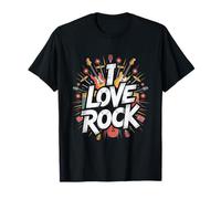 Amo il rock Bold Guitar Music Explosion Maglietta