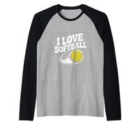 Amo il softball Passion Ball Dynamic Motion Maglia con Maniche Raglan