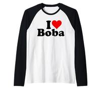 Amo Il tè Boba Bubble Heart Maglia con Maniche Raglan