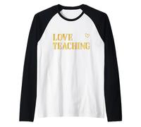 Amo Insegnare Cuore Insegnante Maglia con Maniche Raglan