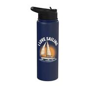 Amo la barca a vela Sunburst Nautical Design Stainless Steel Insulated Water Bottle