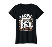 Amo la Birra Root Beer Classic Nostalgia Maglietta con Stampa Grafica Economica, Donna, Nero, L