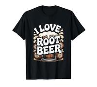 Amo la Birra Root Beer Classic Nostalgia Maglietta con Stampa Grafica Economica, Uomo, Nero, XL