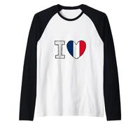 Amo la Francia Maglia con Maniche Raglan