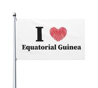 Amo La Guinea Equatoriale Con 2 Occhielli Bandiere Di Benvenuto Durevole Bandiera Da Cortile Decorazione Per Patio All'Aperto Interni 90X150Cm