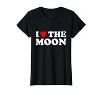 Amo la Luna Maglietta con Stampa Grafica Economica, Donna, Nero, M