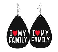 Amo la mia famiglia Orecchini in pelle per le donne Orecchini pendenti con pendente a goccia con gancio Regali per ragazza adulta