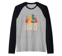 Amo la mia Famiglia Progettazione Grafica Maglia con Maniche Raglan