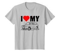 Amo la mia Panda Auto Italiana Maglietta, Bambini, Argento, 2 Anni