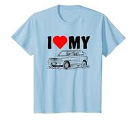 Amo la mia Panda Auto Italiana Maglietta, Bambini, Celeste, 2 Anni