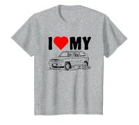 Amo la mia Panda Auto Italiana Maglietta, Bambini, Grigio Melange, 3 Anni