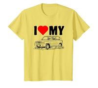 Amo la mia Panda Auto Italiana Maglietta, Bambini, Limone, 2 Anni