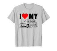 Amo la mia Panda Auto Italiana Maglietta, Uomo, Argento, 3XL