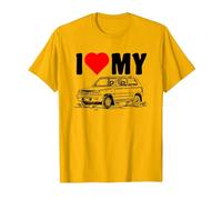 Amo la mia Panda Auto Italiana Maglietta, Uomo, Oro Brillante, XL