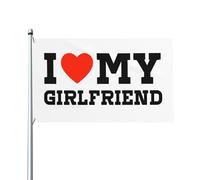 Amo la mia ragazza, il mio cuore caldo, la mia fidanzata, San Valentino, compleanno, bandiera 3x5 arazzo per esterni, cartello da giardino, divertente casa, cortile, bandiera con 2 occhielli.