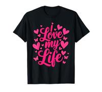Amo la mia vita. Bel design a forma di farfalla Passion Heart Maglietta