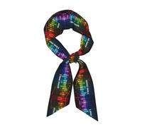 Amo la musica Elegante sciarpa di raso per donna Sciarpa alla moda morbida e lucida con stampa all-over Versatile da indossare come fascia per capelli o cravatta per appuntamenti e foto di viaggio