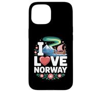 Amo la nave vichinga Norway Northern Lights Custodia per iPhone 15