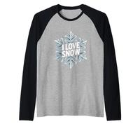 Amo la neve Snowflake Entusiast Winter Maglia con Maniche Raglan