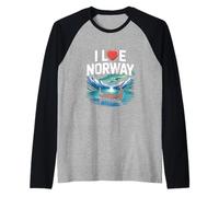 Amo la Norvegia - Montagne panoramiche delle Barche vichinghe Maglia con Maniche Raglan