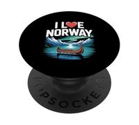 Amo la Norvegia - Montagne panoramiche delle barche vichinghe PopSockets PopGrip Adesivo