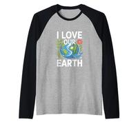Amo la Nostra Terra Preservazione Ecologica della Natura Maglia con Maniche Raglan